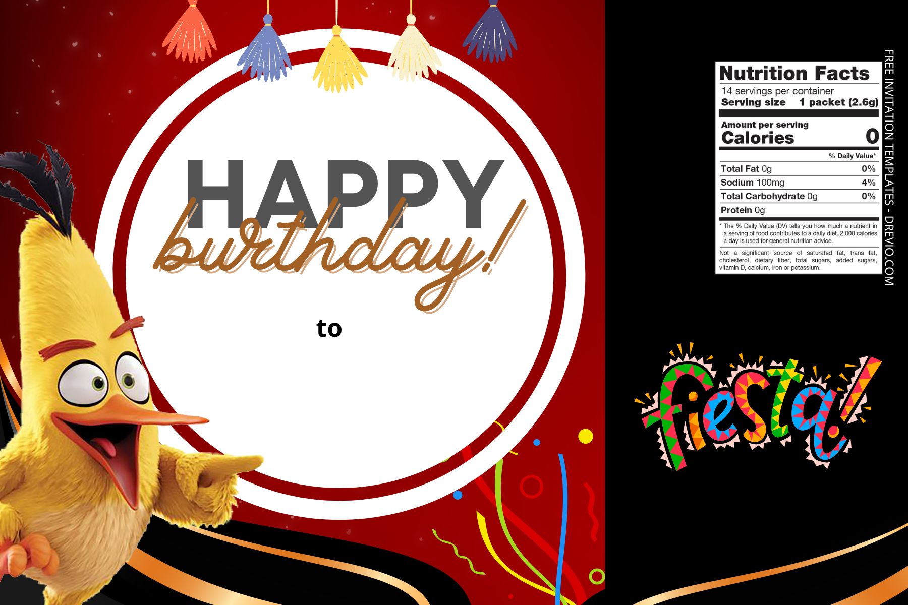 (Free) Angry Birds Canva Birthday Water Bottle Labels Three
