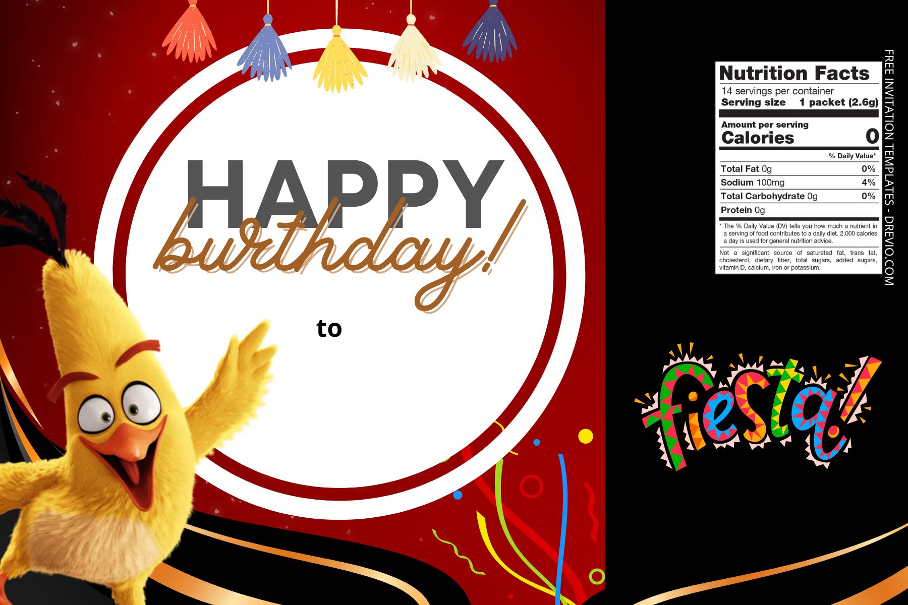 (Free) Angry Birds Canva Birthday Water Bottle Labels Two