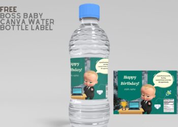 (Free) Boss Baby Canva Birthday Water Bottle Labels