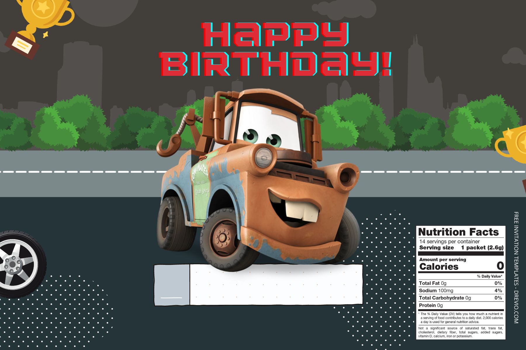 (Free) Cars Canva Birthday Water Bottle Labels Five