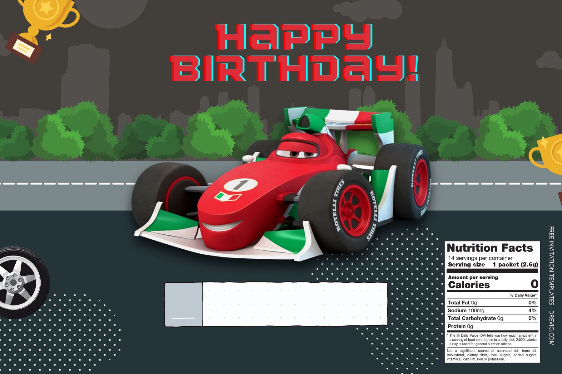 (Free) Cars Canva Birthday Water Bottle Labels One