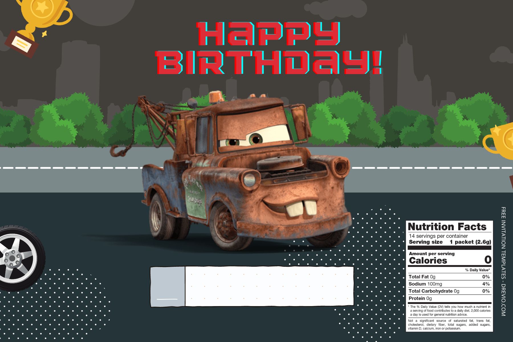 (Free) Cars Canva Birthday Water Bottle Labels Seven
