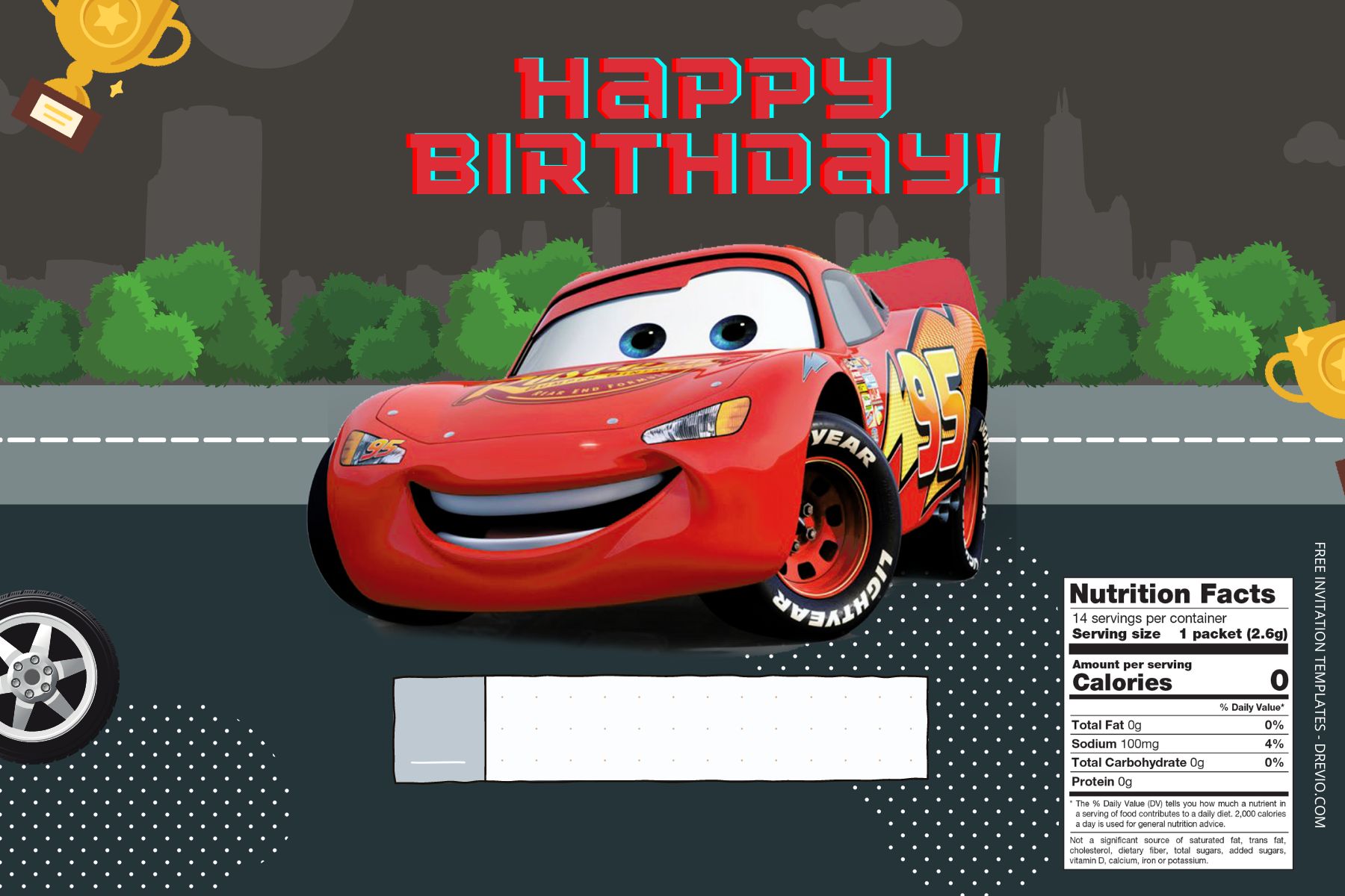 (Free) Cars Canva Birthday Water Bottle Labels Two