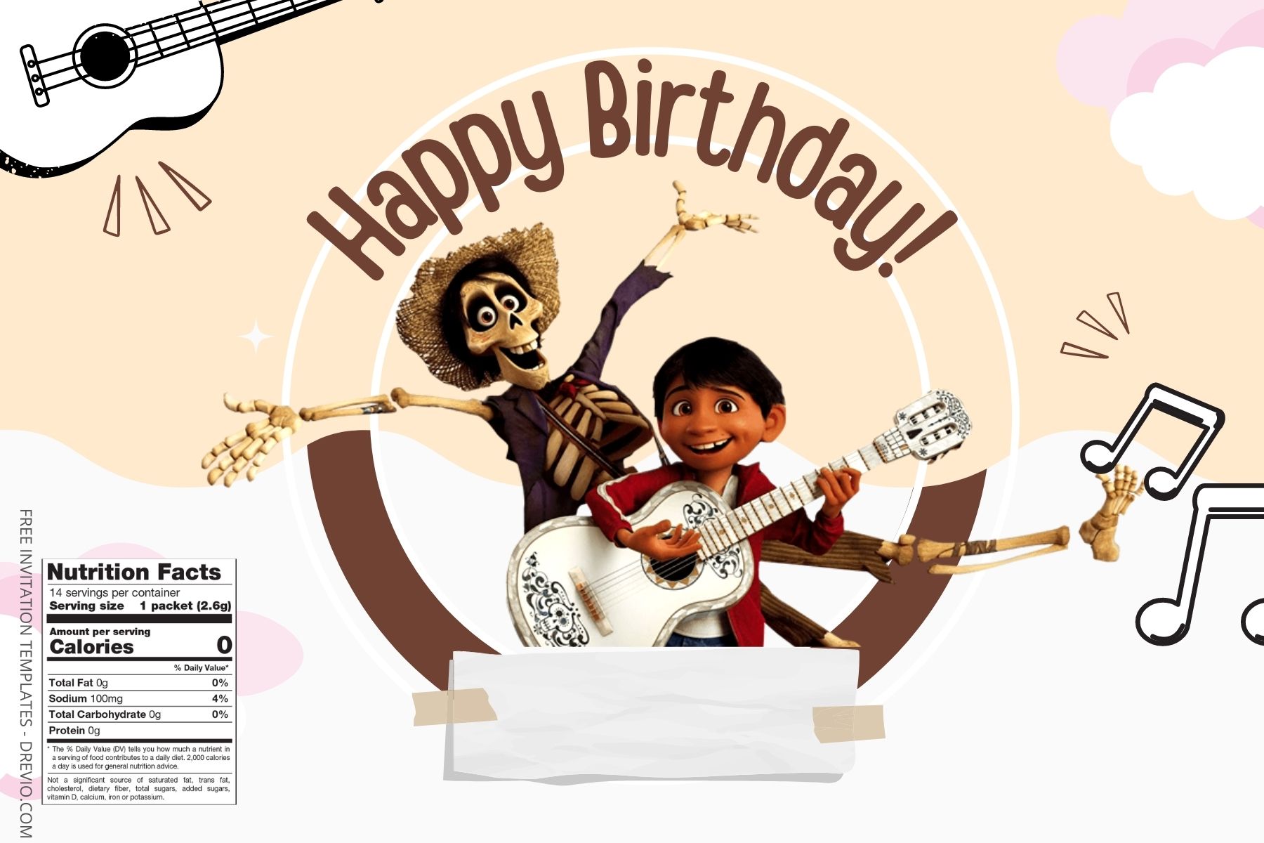 (Free) Coco Canva Birthday Water Bottle Labels Five