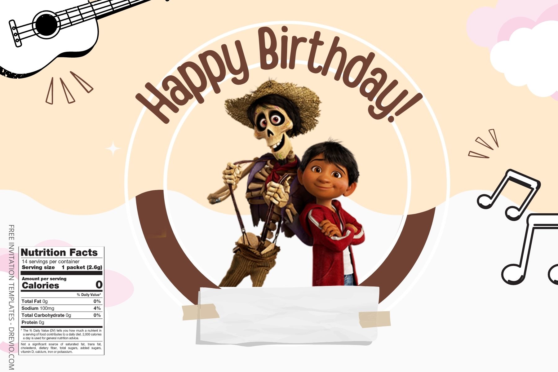 (Free) Coco Canva Birthday Water Bottle Labels Six