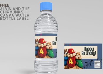 (Free Editable) Alvin And The Chipmunks Canva Water Bottle Labels