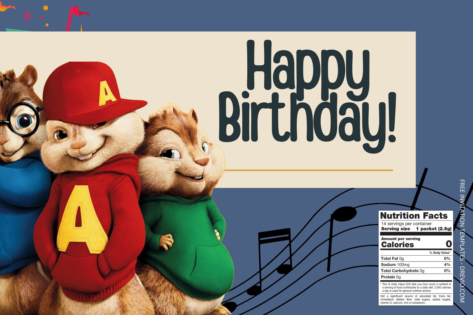 (Free Editable) Alvin And The Chipmunks Canva Water Bottle Labels One