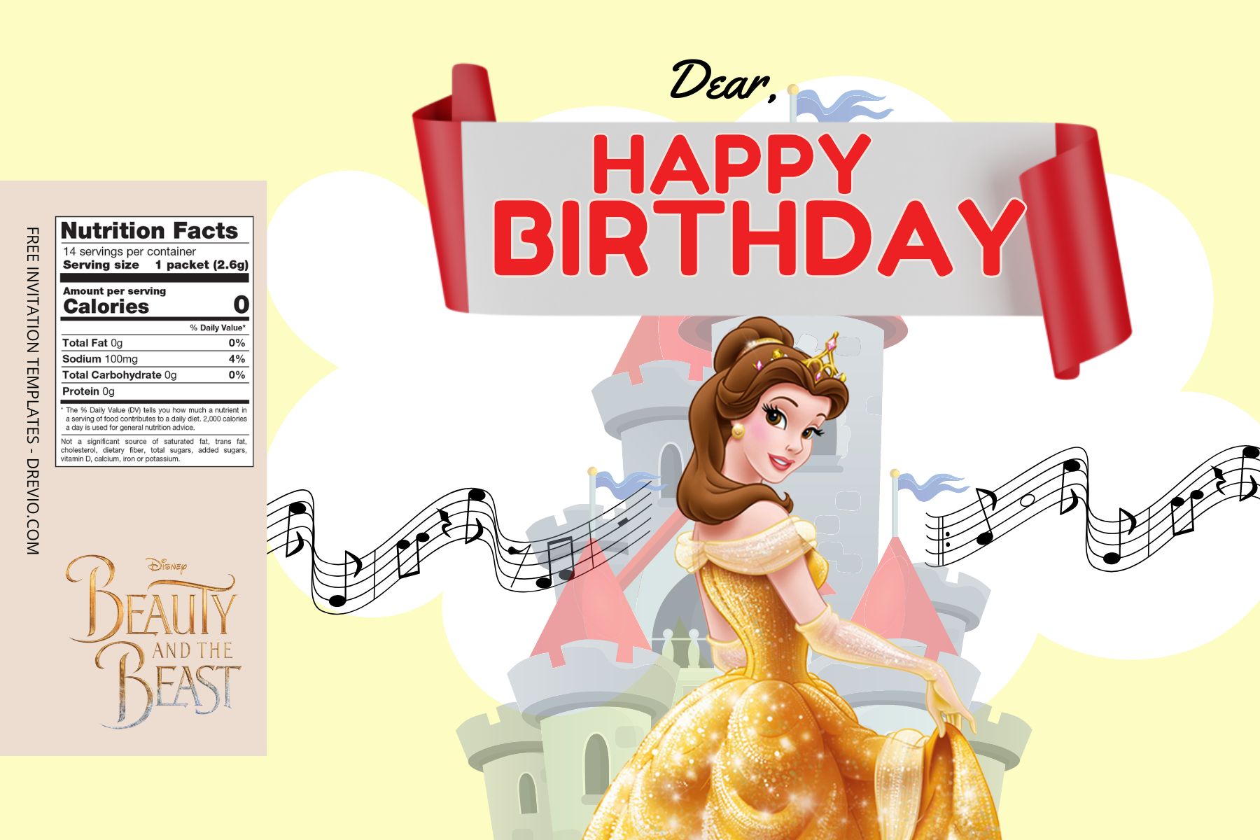 ( Free Editable ) Beauty And The Beast Canva Birthday Water Bottle Labels FOur