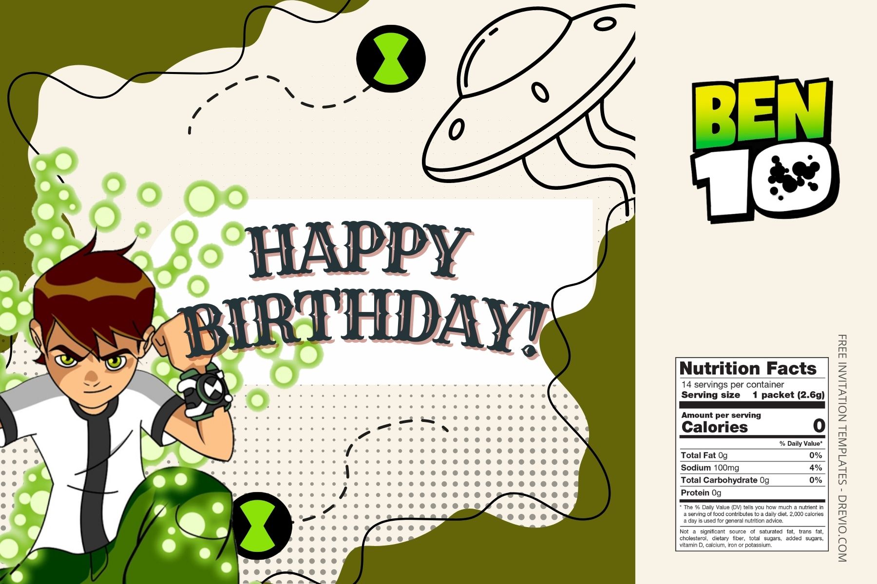(Free Editable) Ben10 Canva Birthday Water Bottle Labels FOur