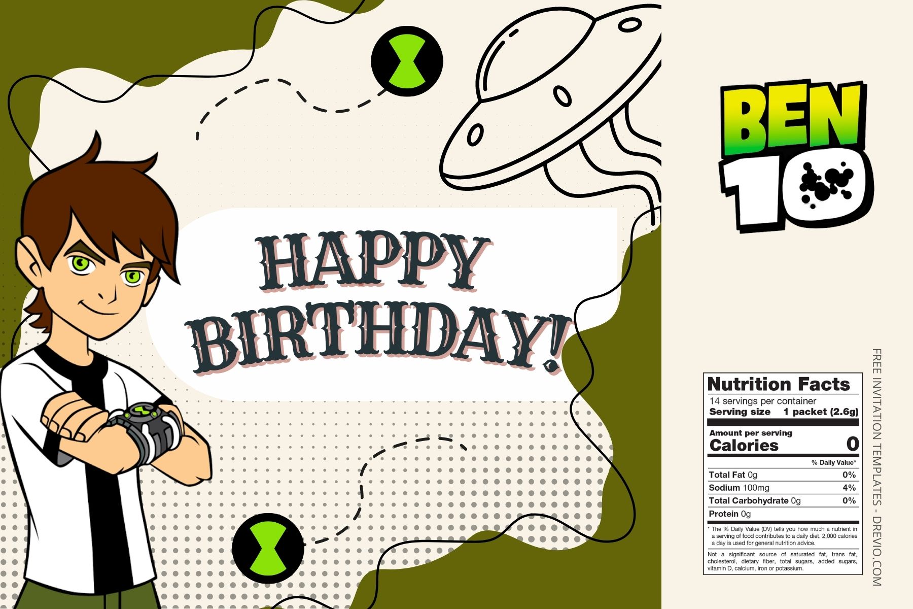 (Free Editable) Ben10 Canva Birthday Water Bottle Labels One
