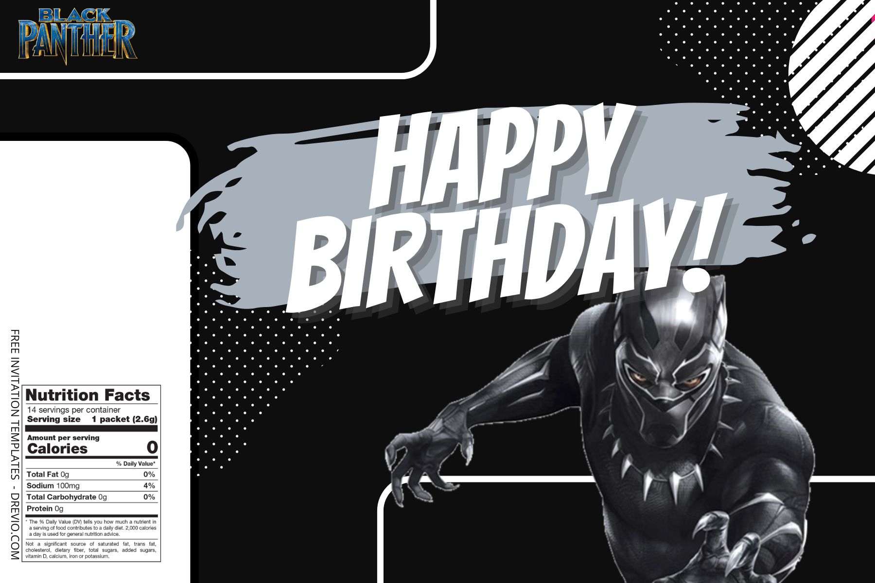 (Free Editable) Black Panther Canva Birthday Water Bottle Labels FOur