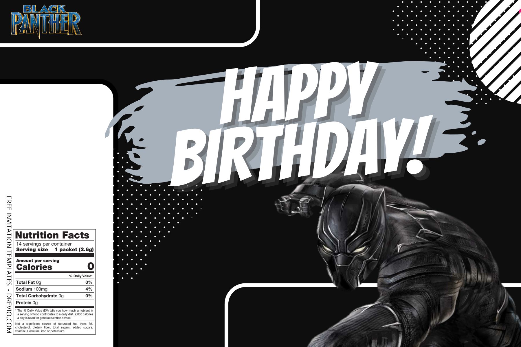 (Free Editable) Black Panther Canva Birthday Water Bottle Labels Five