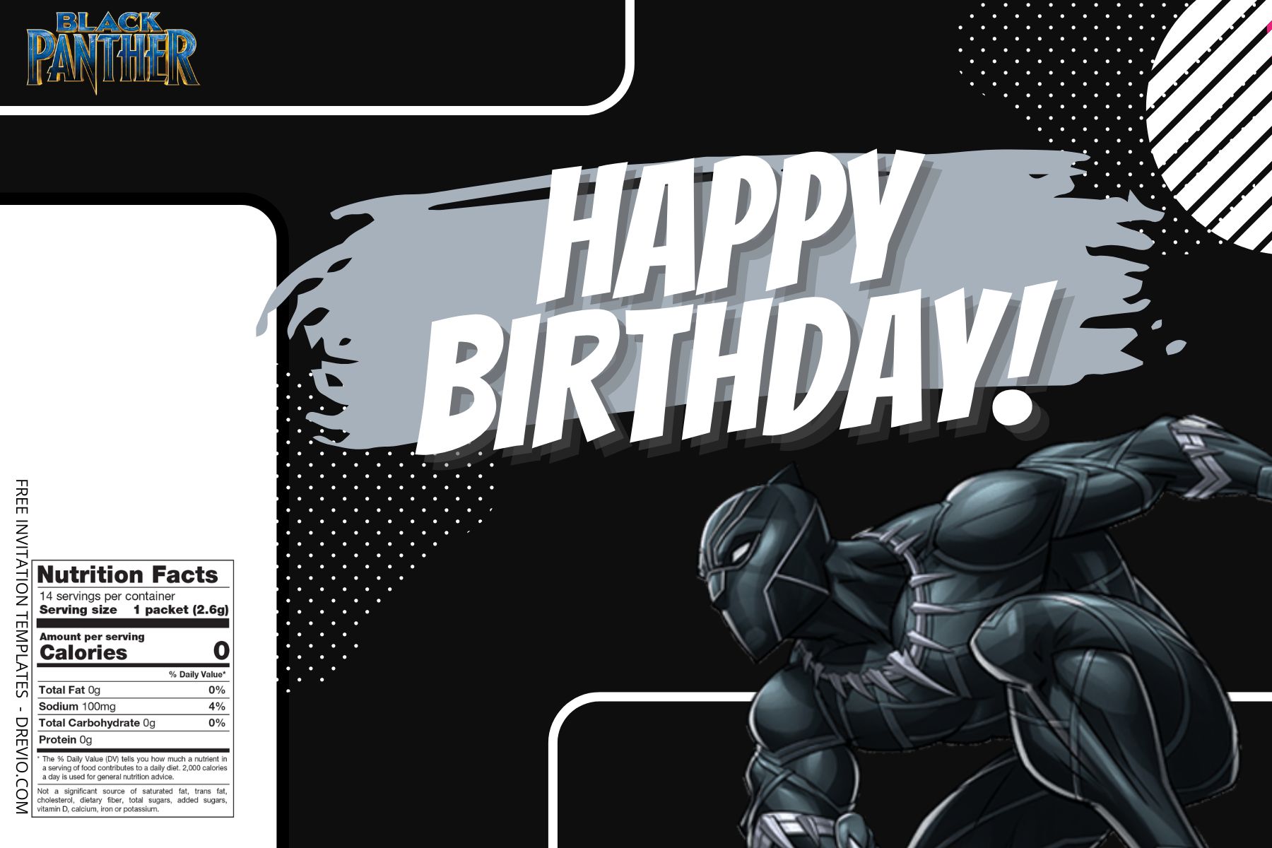 (Free Editable) Black Panther Canva Birthday Water Bottle Labels One