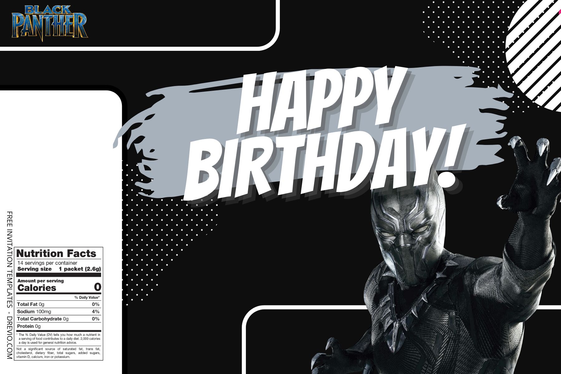 (Free Editable) Black Panther Canva Birthday Water Bottle Labels Six