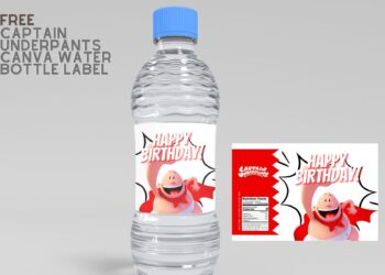 (Free Editable) Captain Underpants Canva Birthday Water Bottle Labels