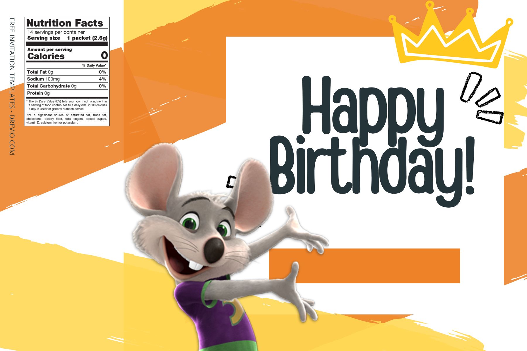 (Free Editable) Chuck E Cheese Canva Birthday Water Bottle Labels Five