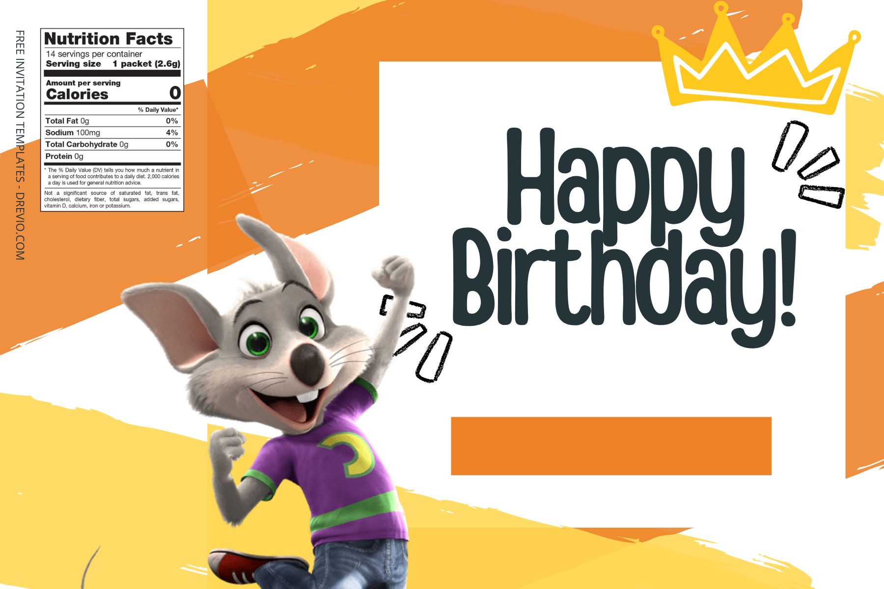 (Free Editable) Chuck E Cheese Canva Birthday Water Bottle Labels Four