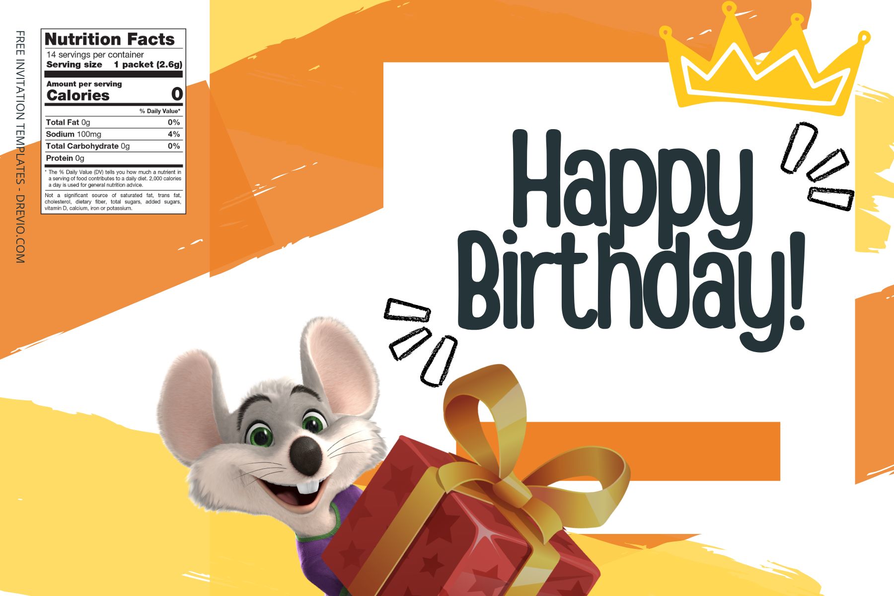 (Free Editable) Chuck E Cheese Canva Birthday Water Bottle Labels One