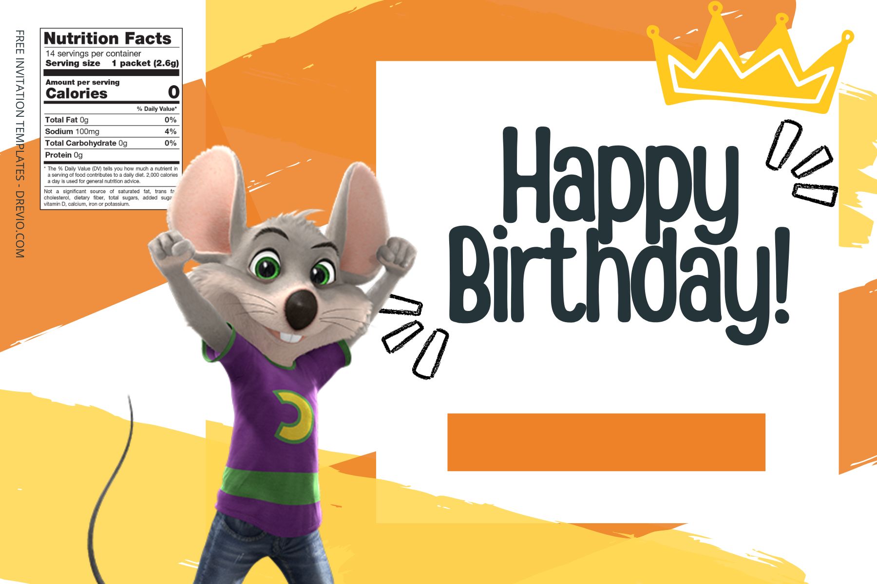 (Free Editable) Chuck E Cheese Canva Birthday Water Bottle Labels Seven