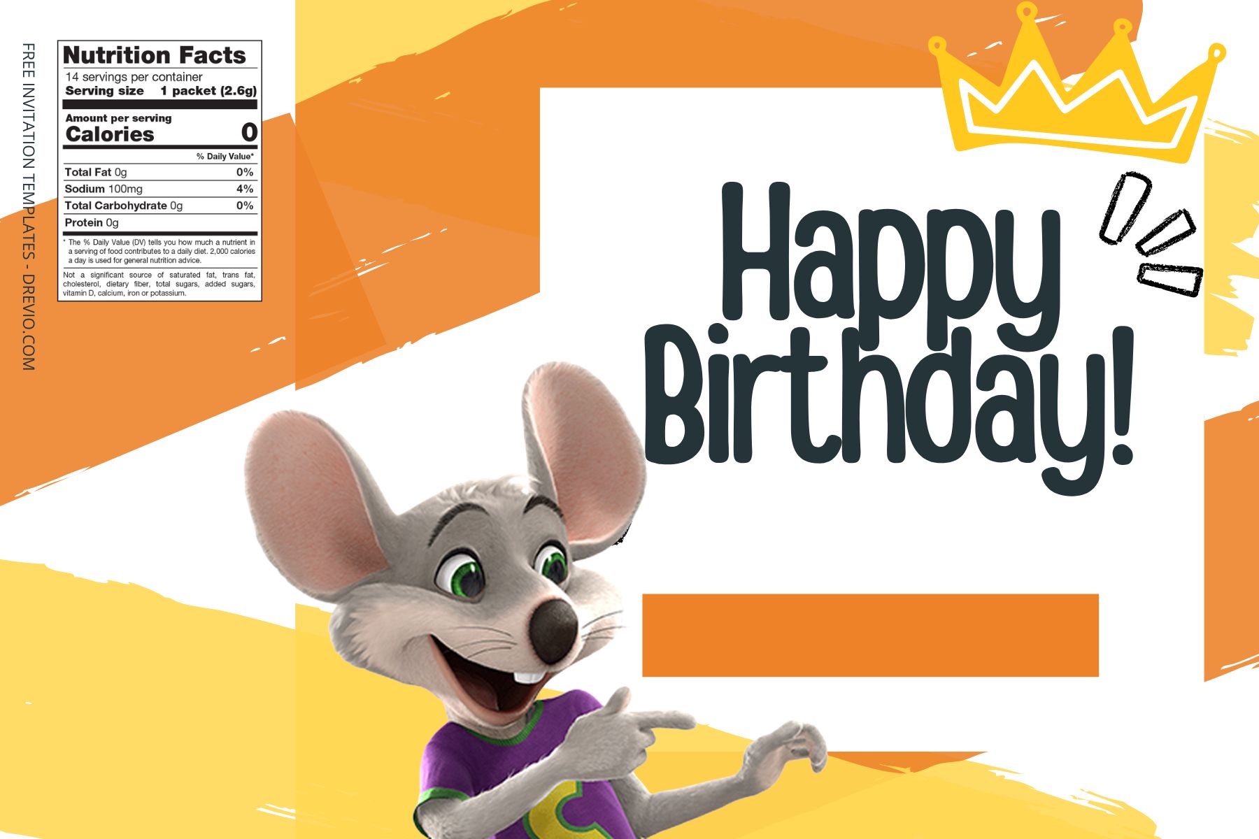 (Free Editable) Chuck E Cheese Canva Birthday Water Bottle Labels Six