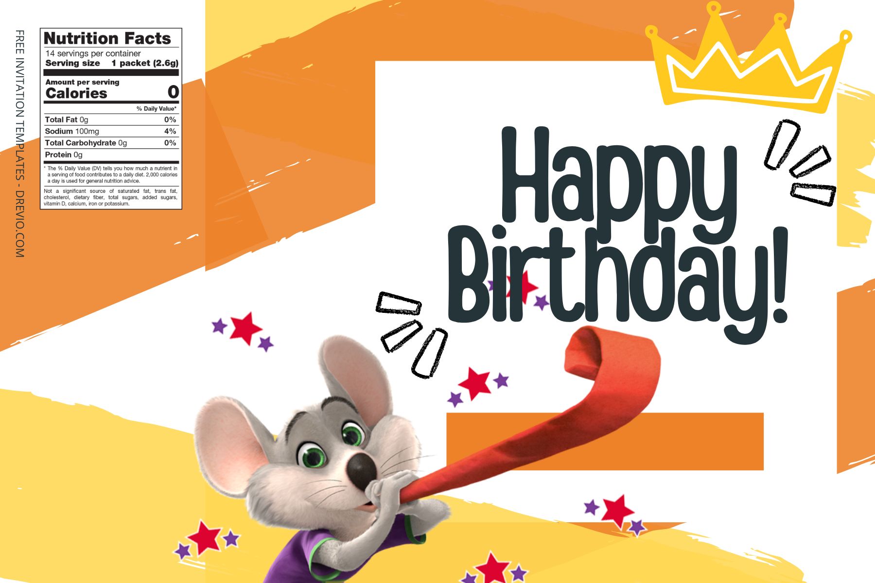 (Free Editable) Chuck E Cheese Canva Birthday Water Bottle Labels Three