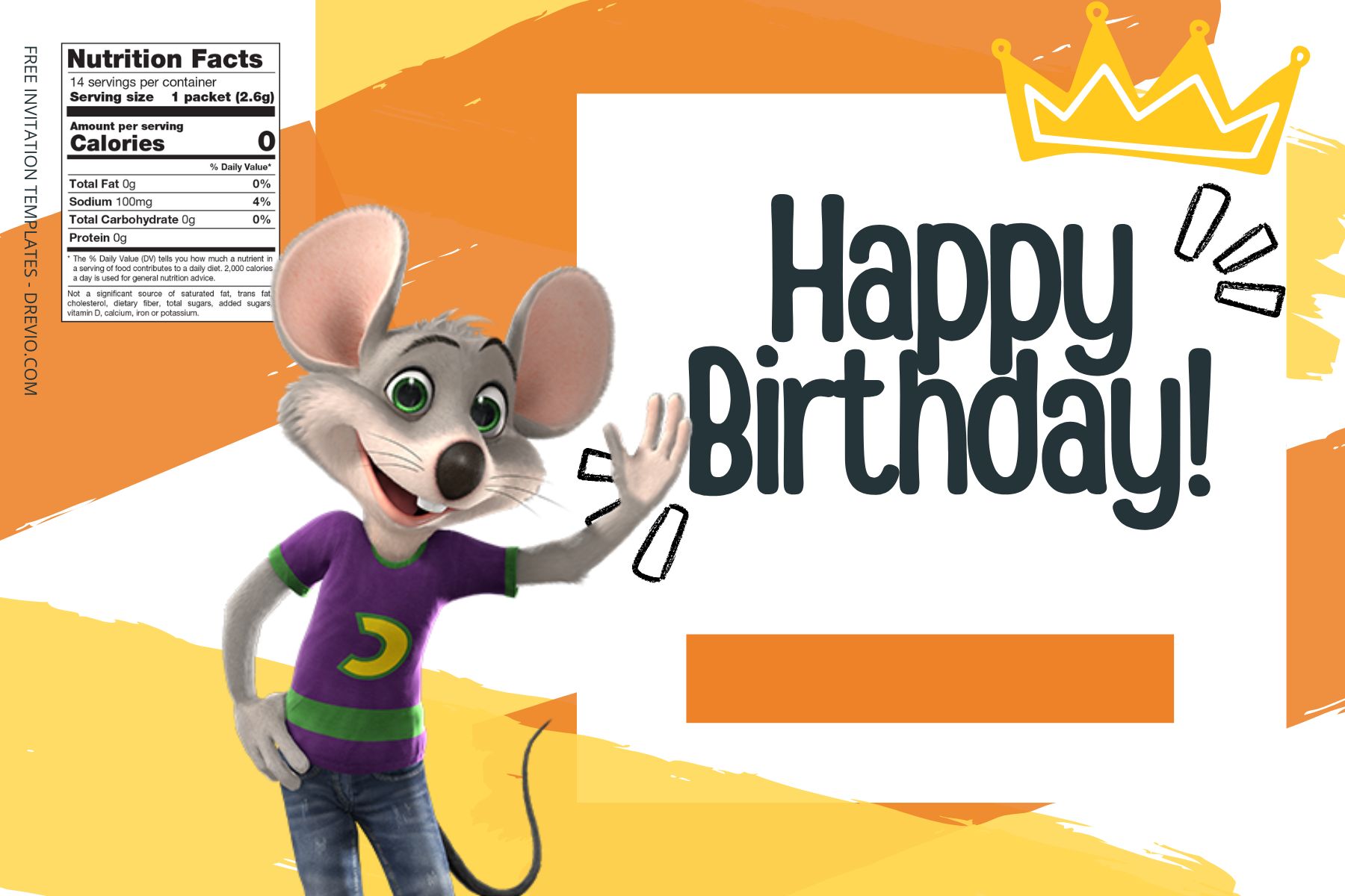 (Free Editable) Chuck E Cheese Canva Birthday Water Bottle Labels Two