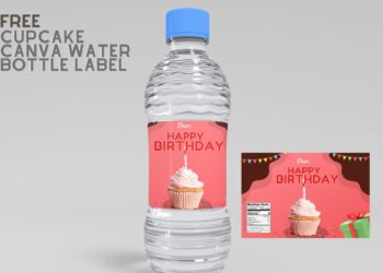 (Free Editable) Cupcake Themes Canva Birthday Water Bottle Labels