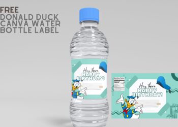 (Free Editable ) Donald Duck Canva Birthday Water Bottle Labels