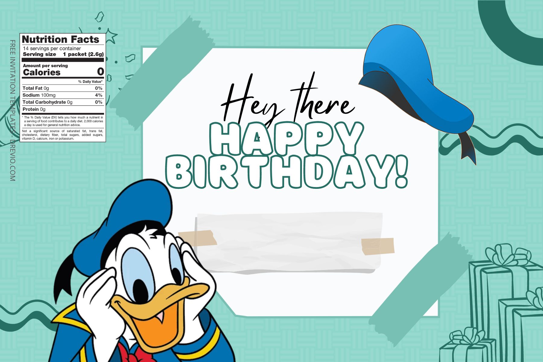 (Free Editable ) Donald Duck Canva Birthday Water Bottle Labels Four