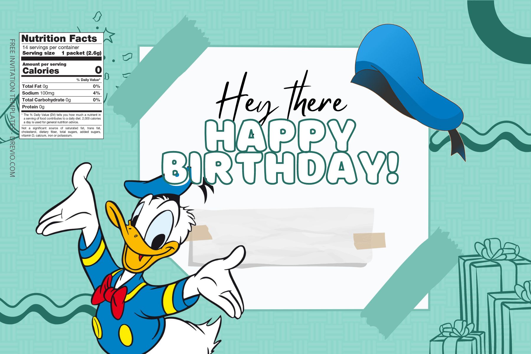 (Free Editable ) Donald Duck Canva Birthday Water Bottle Labels One