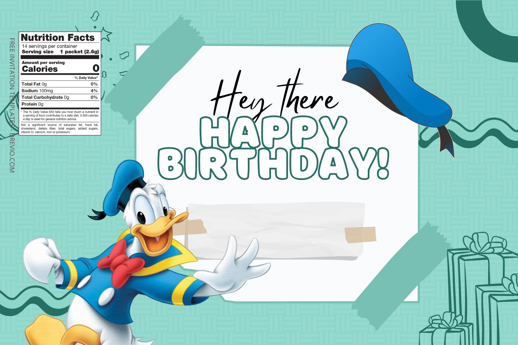 (Free Editable ) Donald Duck Canva Birthday Water Bottle Labels Seven