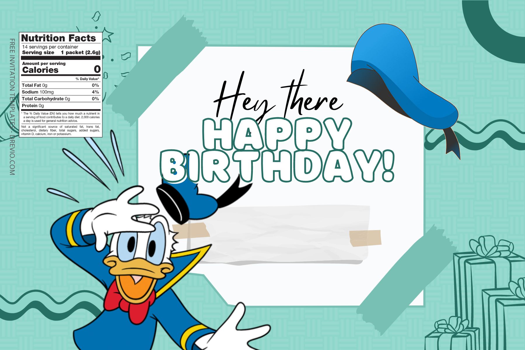 (Free Editable ) Donald Duck Canva Birthday Water Bottle Labels Three