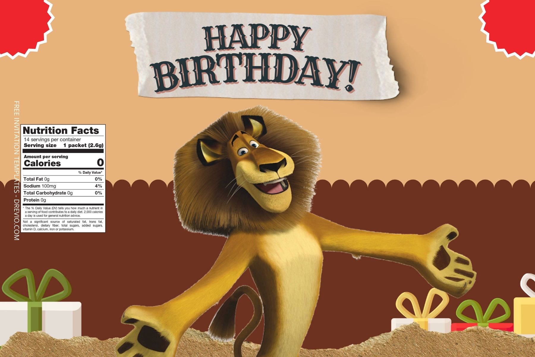 (Free Editable) Madagascar Canva Birthday Water Bottle Labels One
