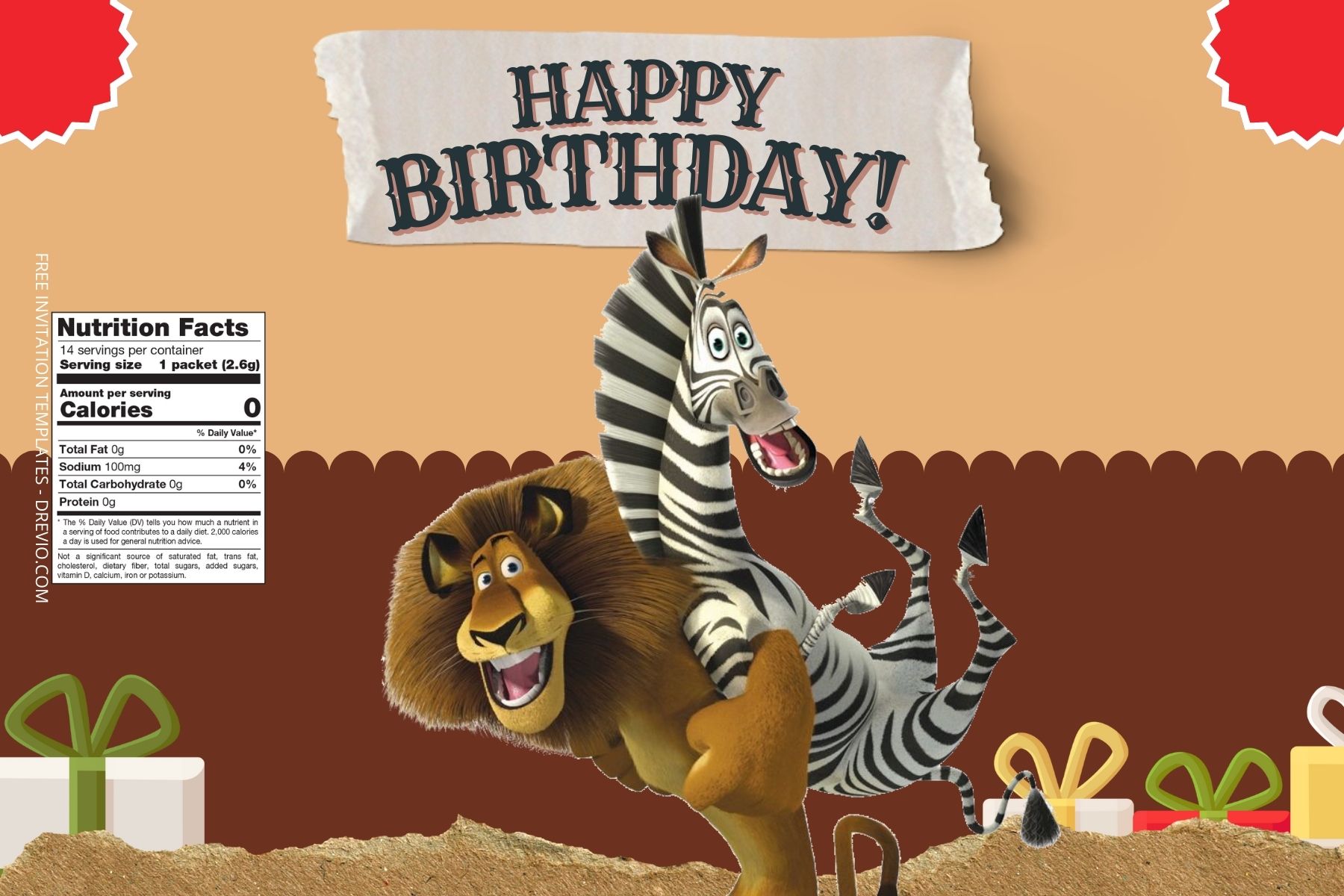 (Free Editable) Madagascar Canva Birthday Water Bottle Labels Seven