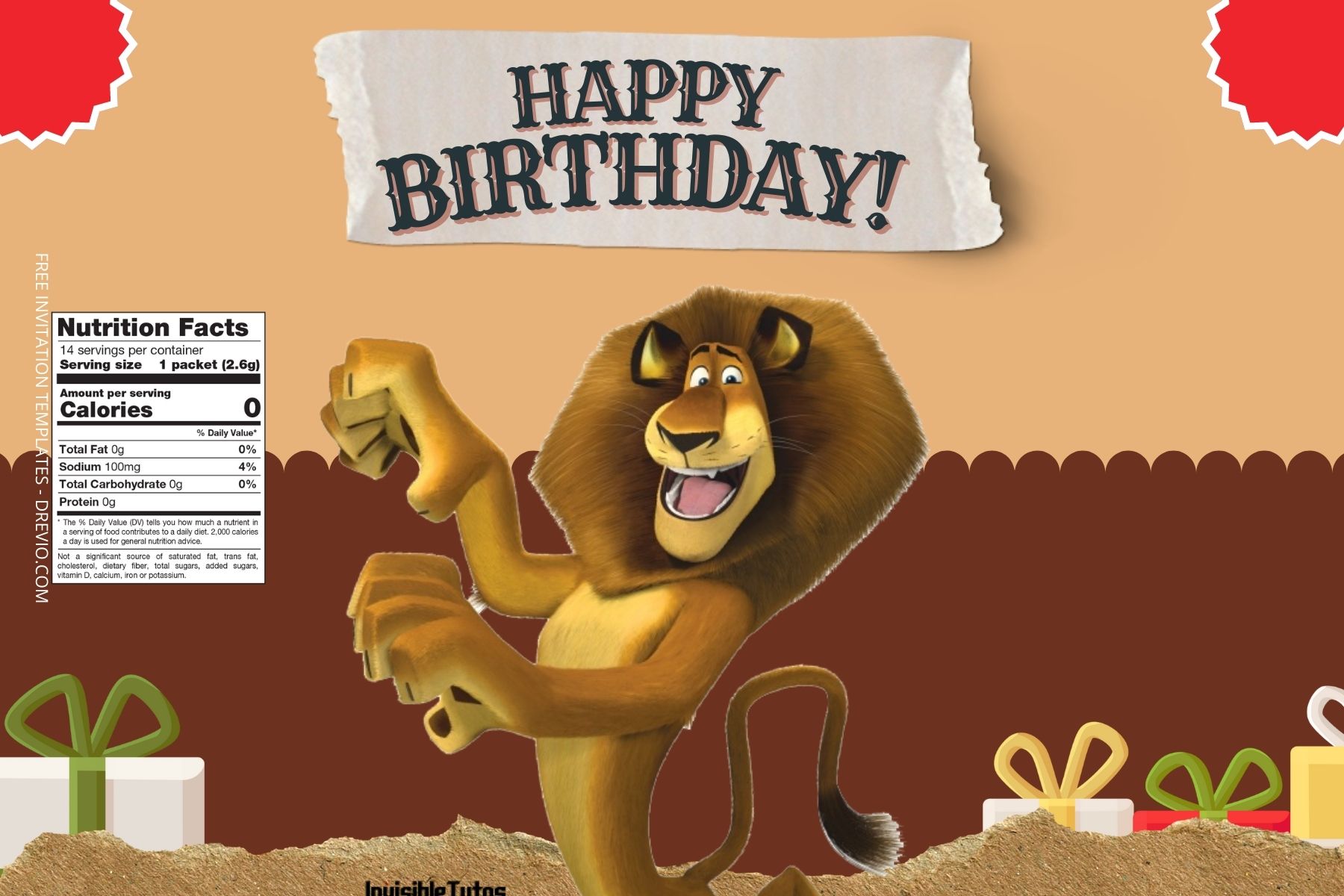 (Free Editable) Madagascar Canva Birthday Water Bottle Labels Two