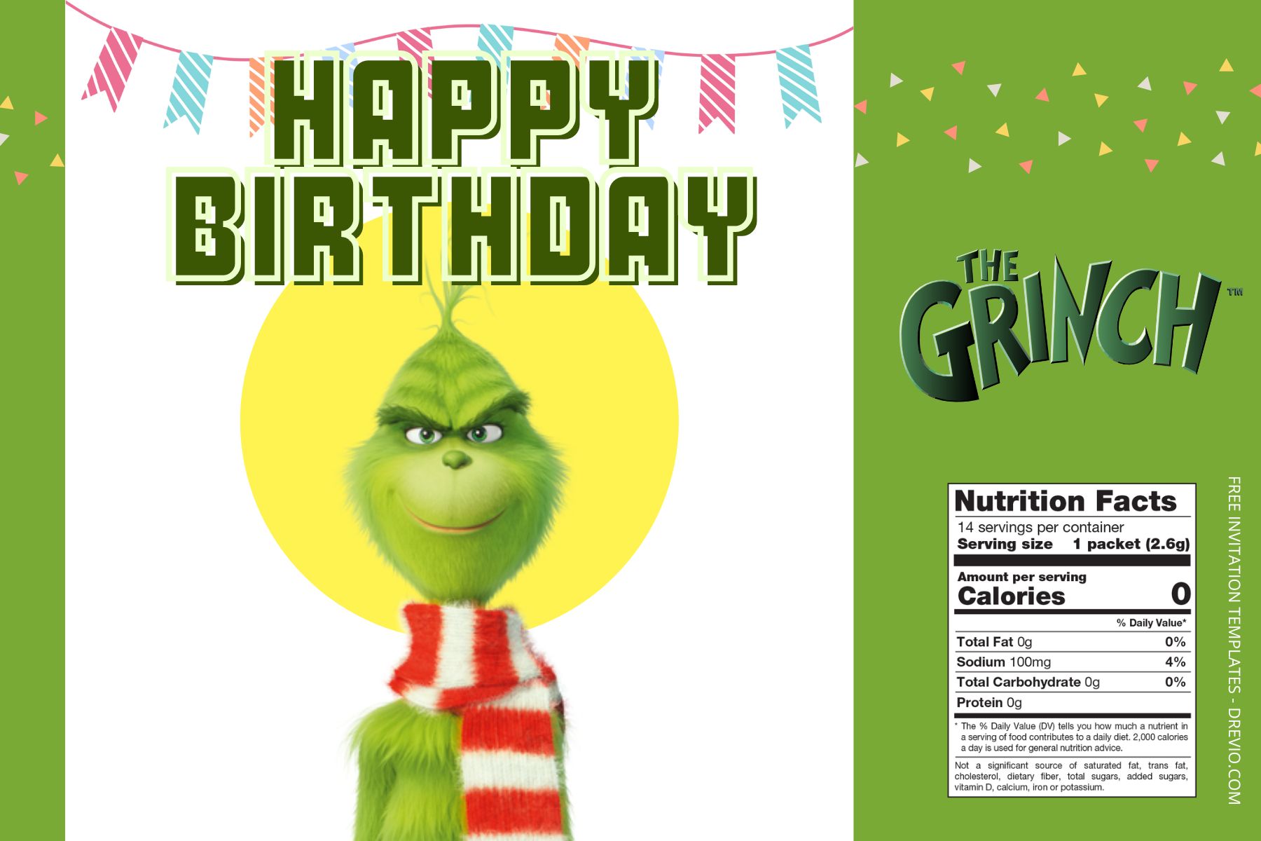 (Free Editable) The Grinch Canva Birthday Water Bottle Labels Two