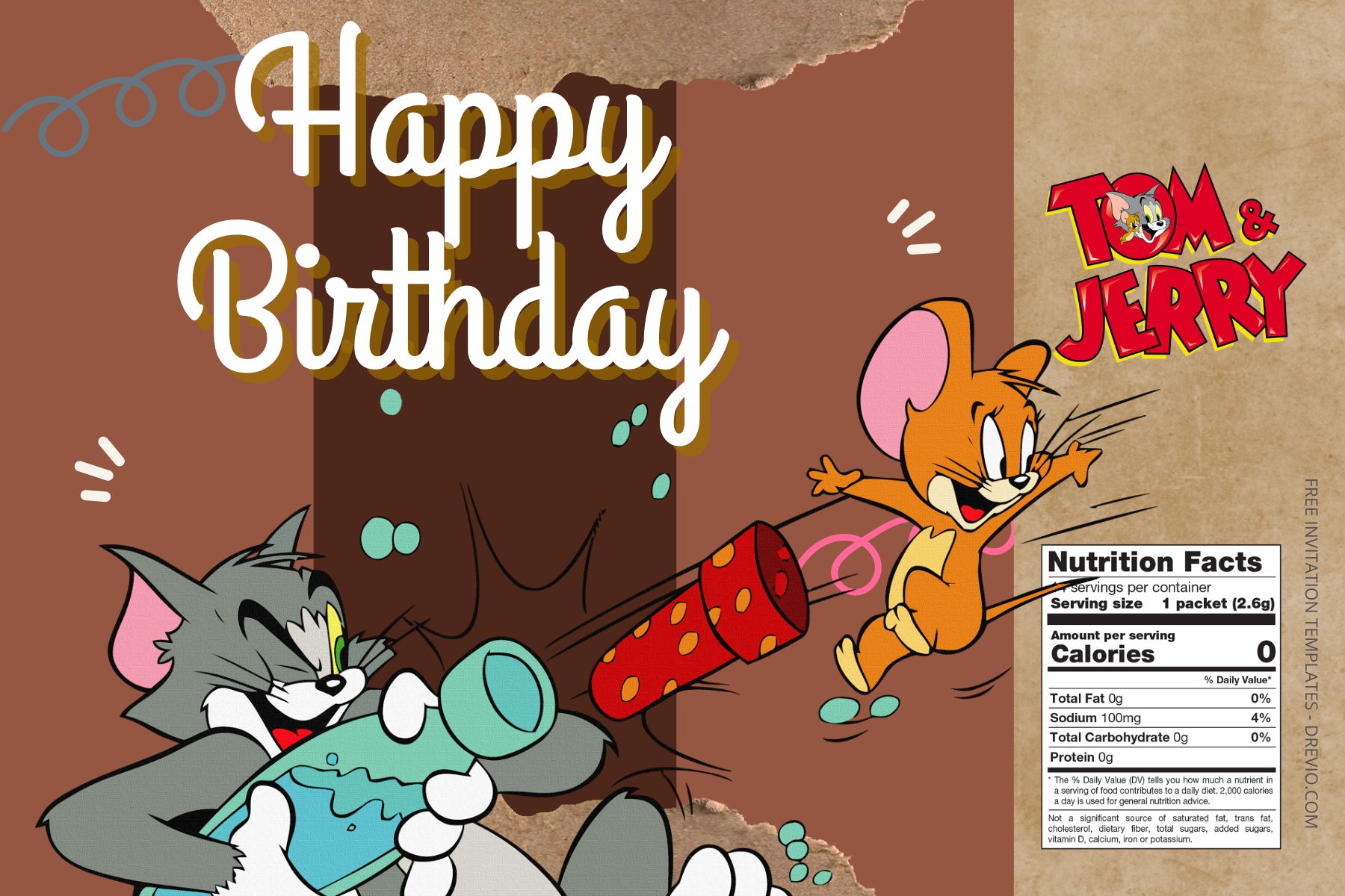 (Free Editable) Tom & Jerry Canva Birthday Water Bottle Labels Four