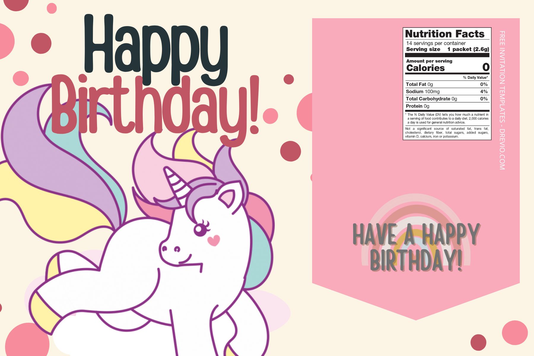 (Free Editable) Unicorn Themes Canva Birthday Water Bottle Labels Five