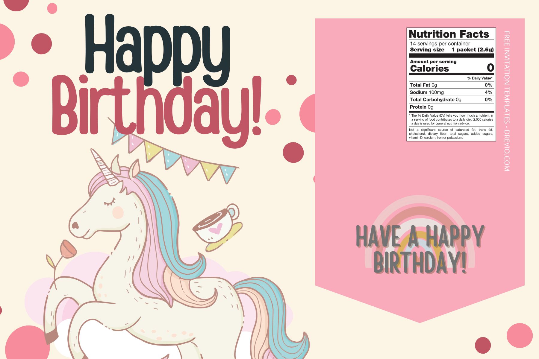 (Free Editable) Unicorn Themes Canva Birthday Water Bottle Labels Six