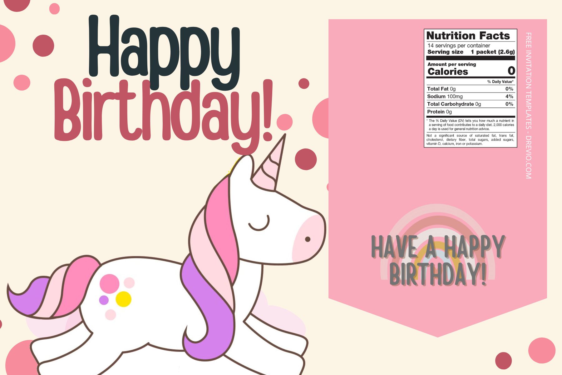(Free Editable) Unicorn Themes Canva Birthday Water Bottle Labels Three