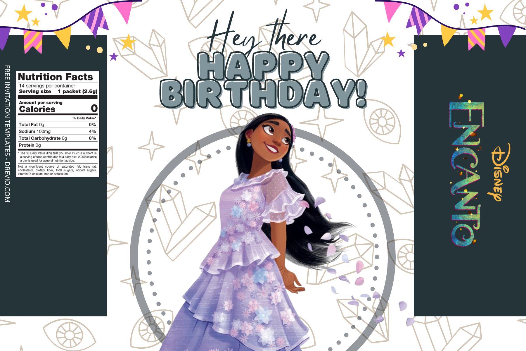 (Free) Encanto Canva Birthday Water Bottle Labels Five