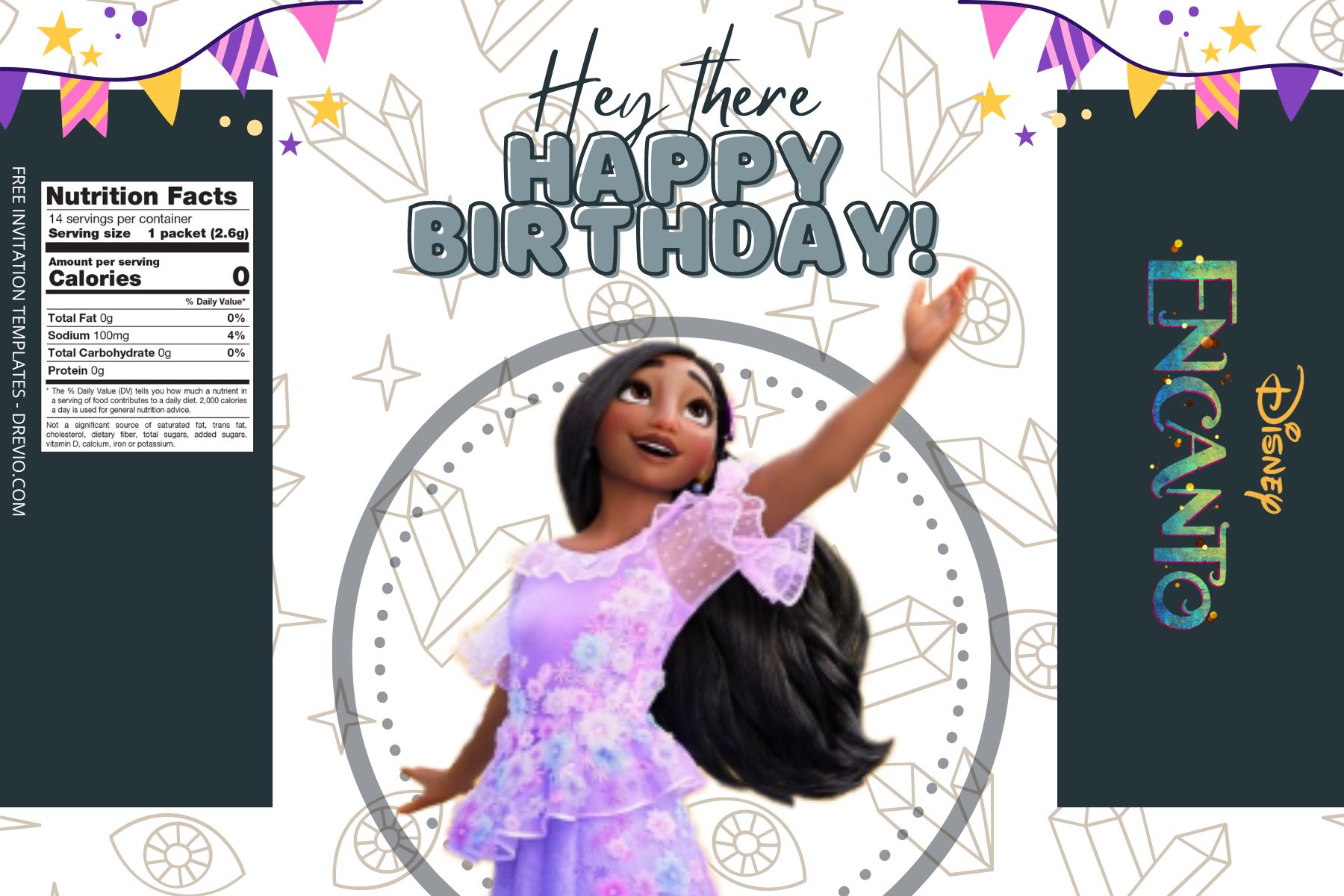 (Free) Encanto Canva Birthday Water Bottle Labels Four