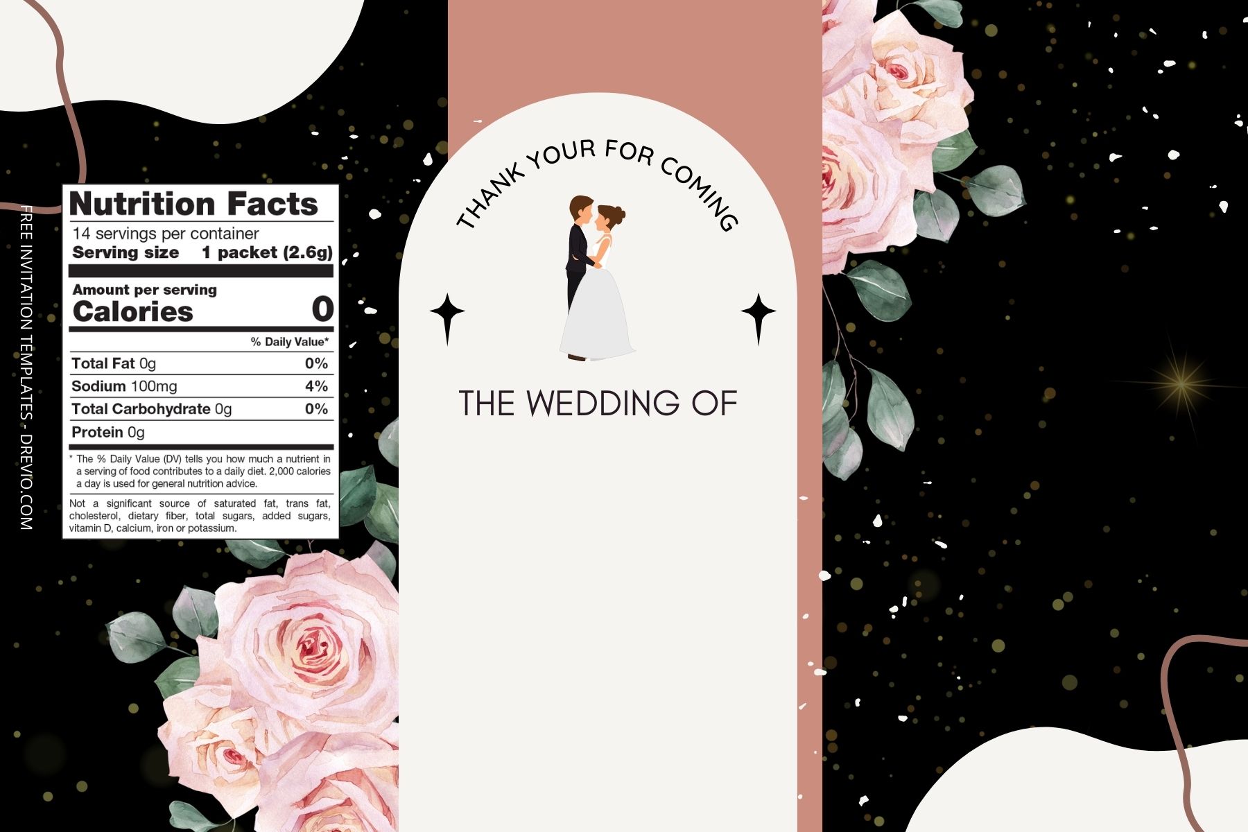 (Free) Fancy Floral Canva Wedding Water Bottle Labels Eight