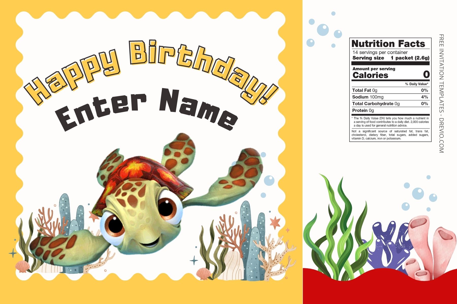 (Free) Finding Nemo Canva Birthday Water Bottle Labels Seven