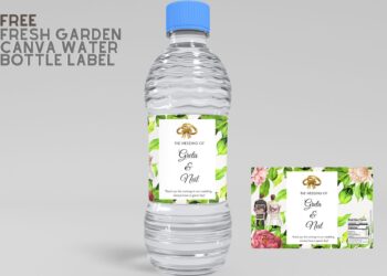 (Free) Fresh Garden Canva Wedding Water Bottle Labels