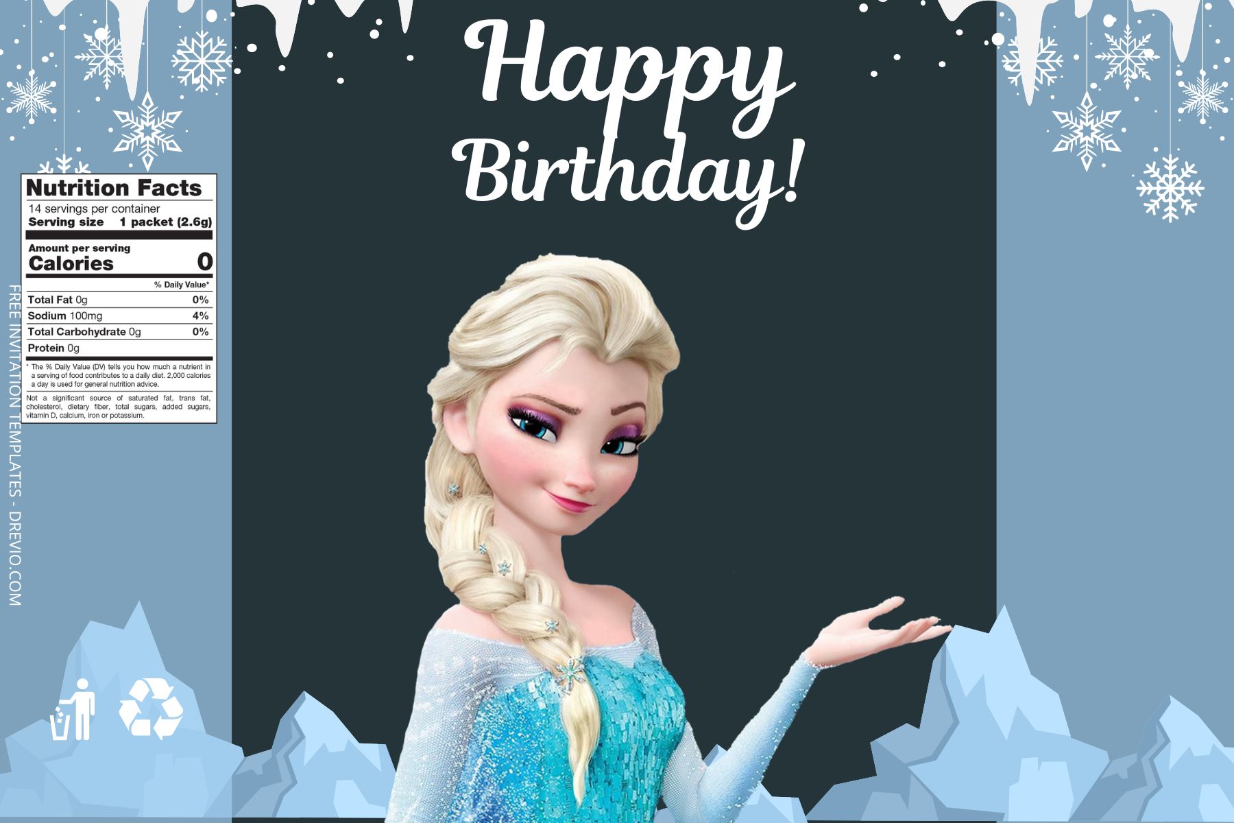 (Free) Frozen Canva Birthday Water Bottle Labels Four
