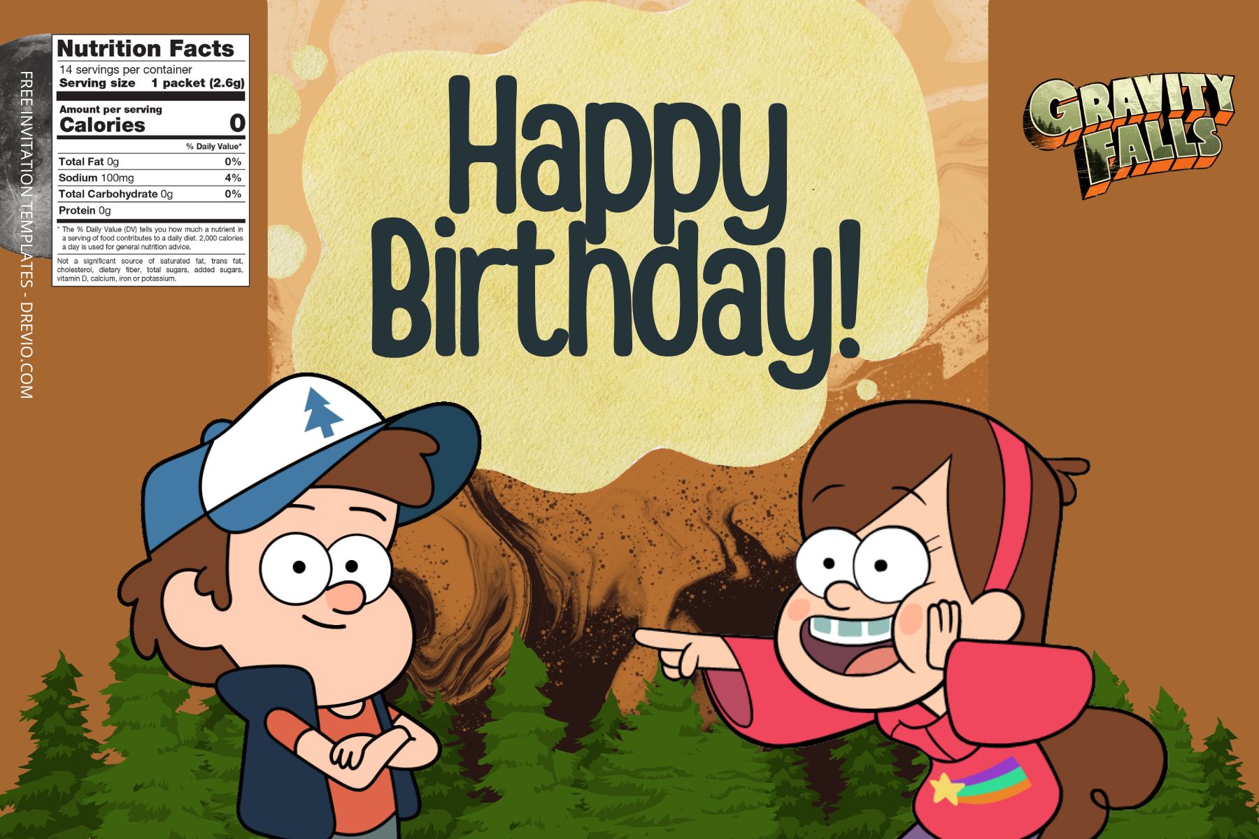 (Free) Gravity Falls Canva Birthday Water Bottle Labels Seven