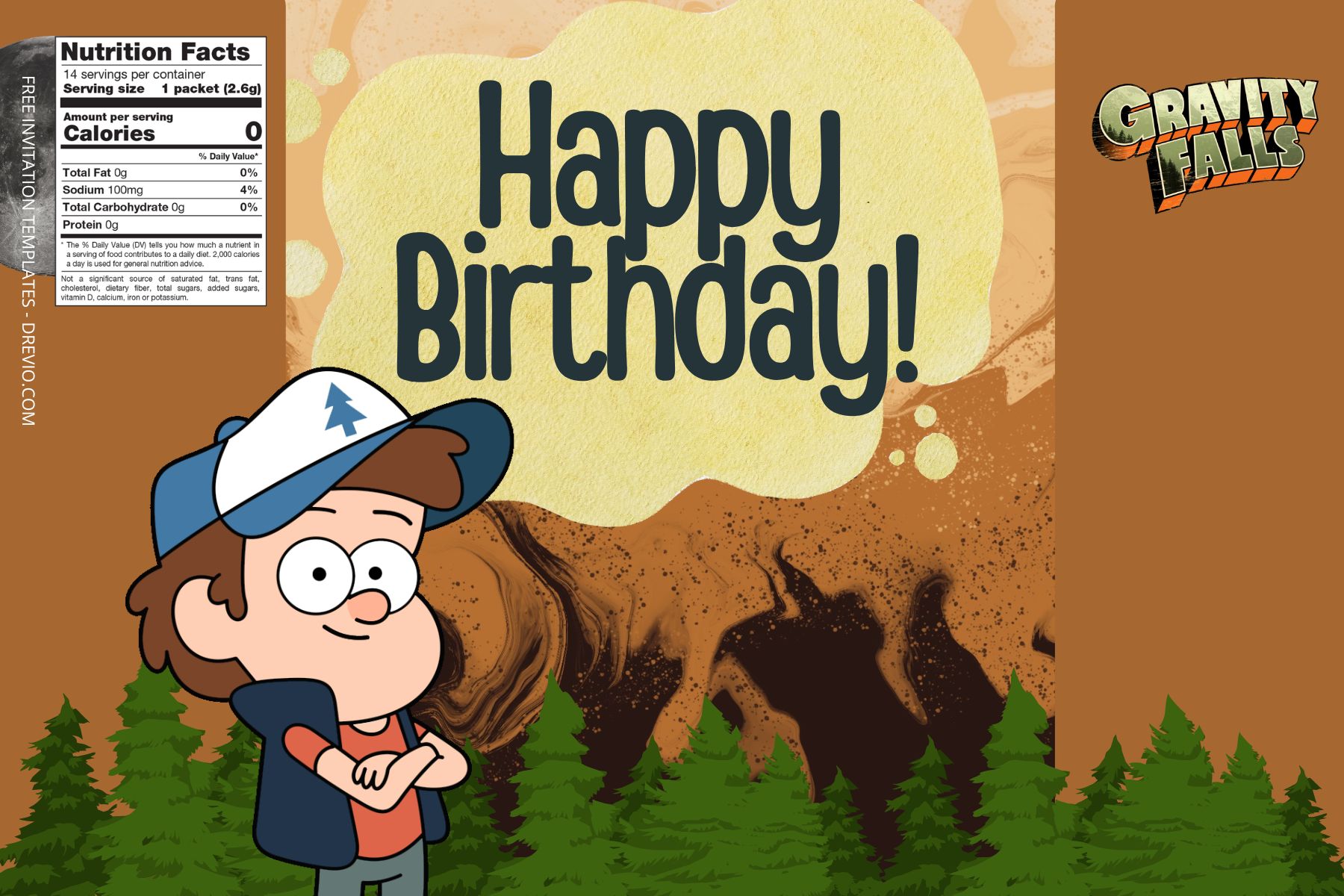 (Free) Gravity Falls Canva Birthday Water Bottle Labels Two