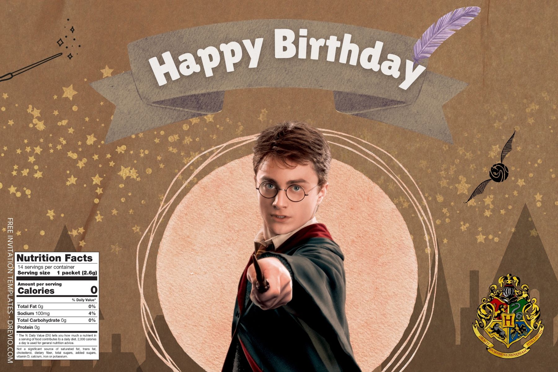 (Free) Harry Potter Canva Birthday Water Bottle Labels One