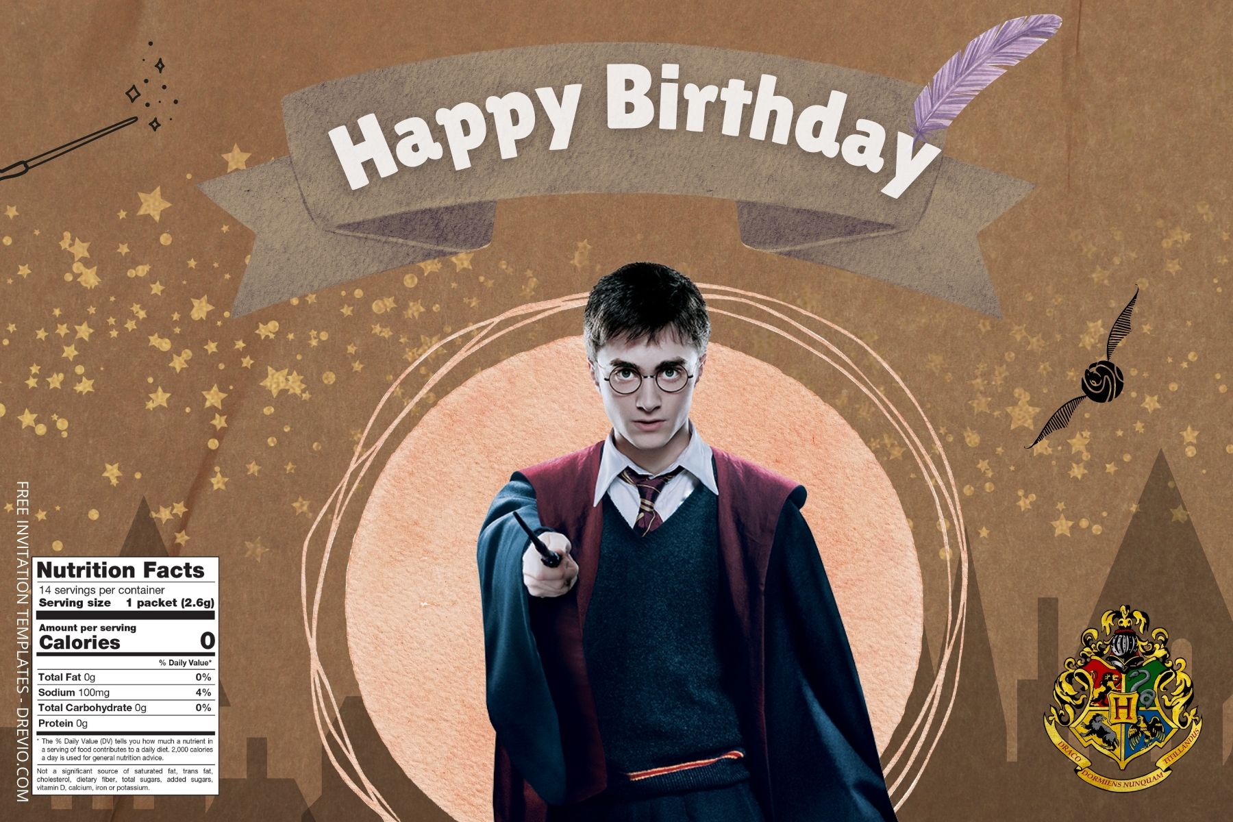 (Free) Harry Potter Canva Birthday Water Bottle Labels Seven